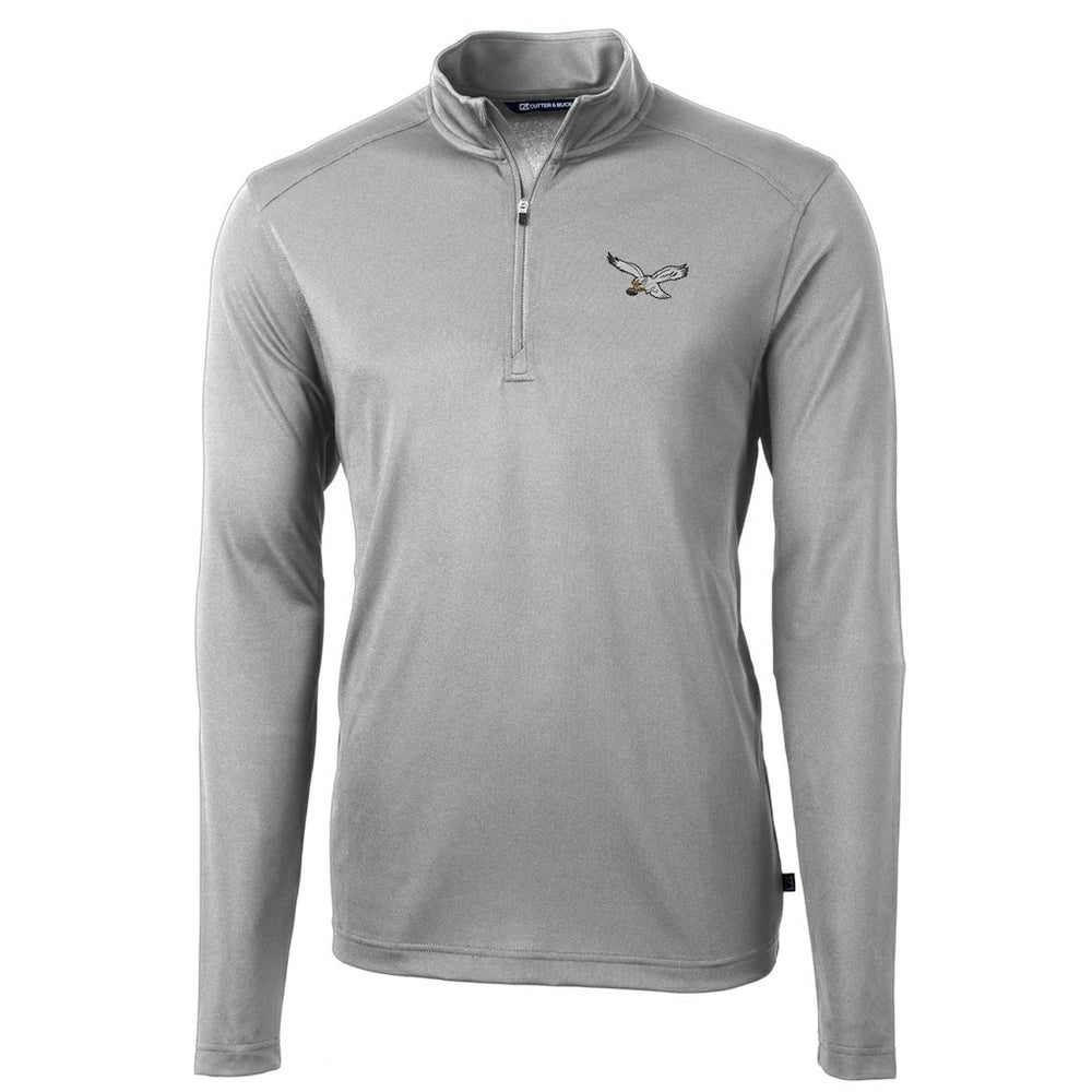 Philadelphia Eagles Cutter & Buck Virtue Eco Pique Recycled Quarter-Zip Pullover Silver