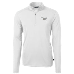 Philadelphia Eagles Cutter & Buck Virtue Eco Pique Recycled Quarter-Zip Pullover White