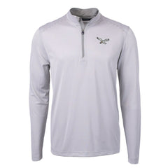 Philadelphia Eagles Cutter & Buck Virtue Eco Pique Micro Stripe Recycled Quarter-Zip Pullover Top White