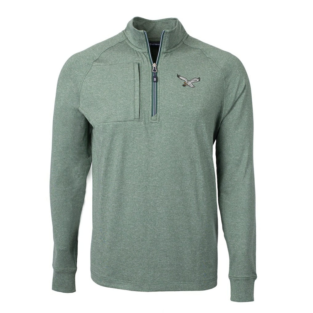 Philadelphia Eagles Cutter & Buck Adapt Eco Knit Heathered Recycled Quarter-Zip Pullover Heather Green