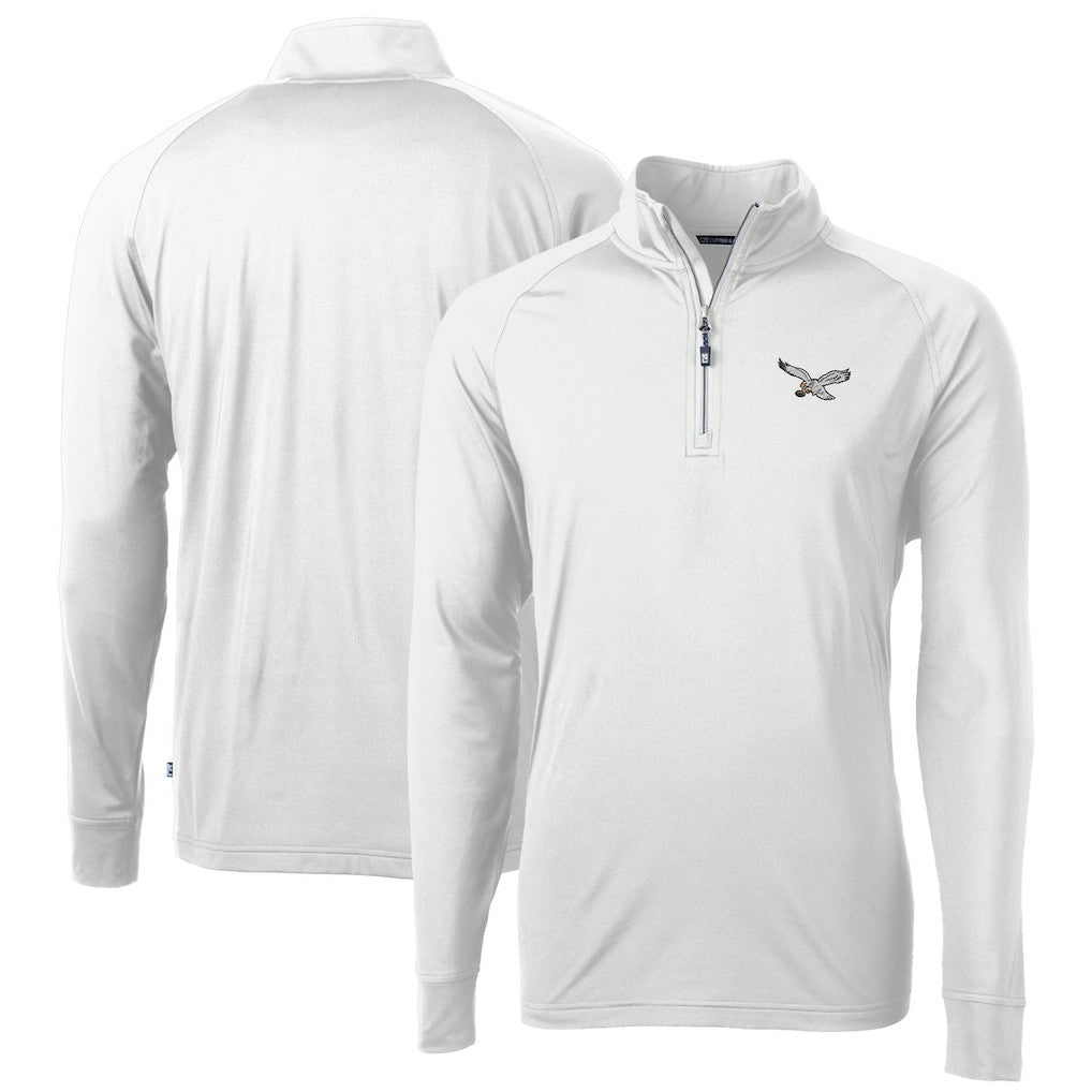 Philadelphia Eagles Cutter & Buck Eco Knit Stretch Recycled Quarter-Zip Pullover White
