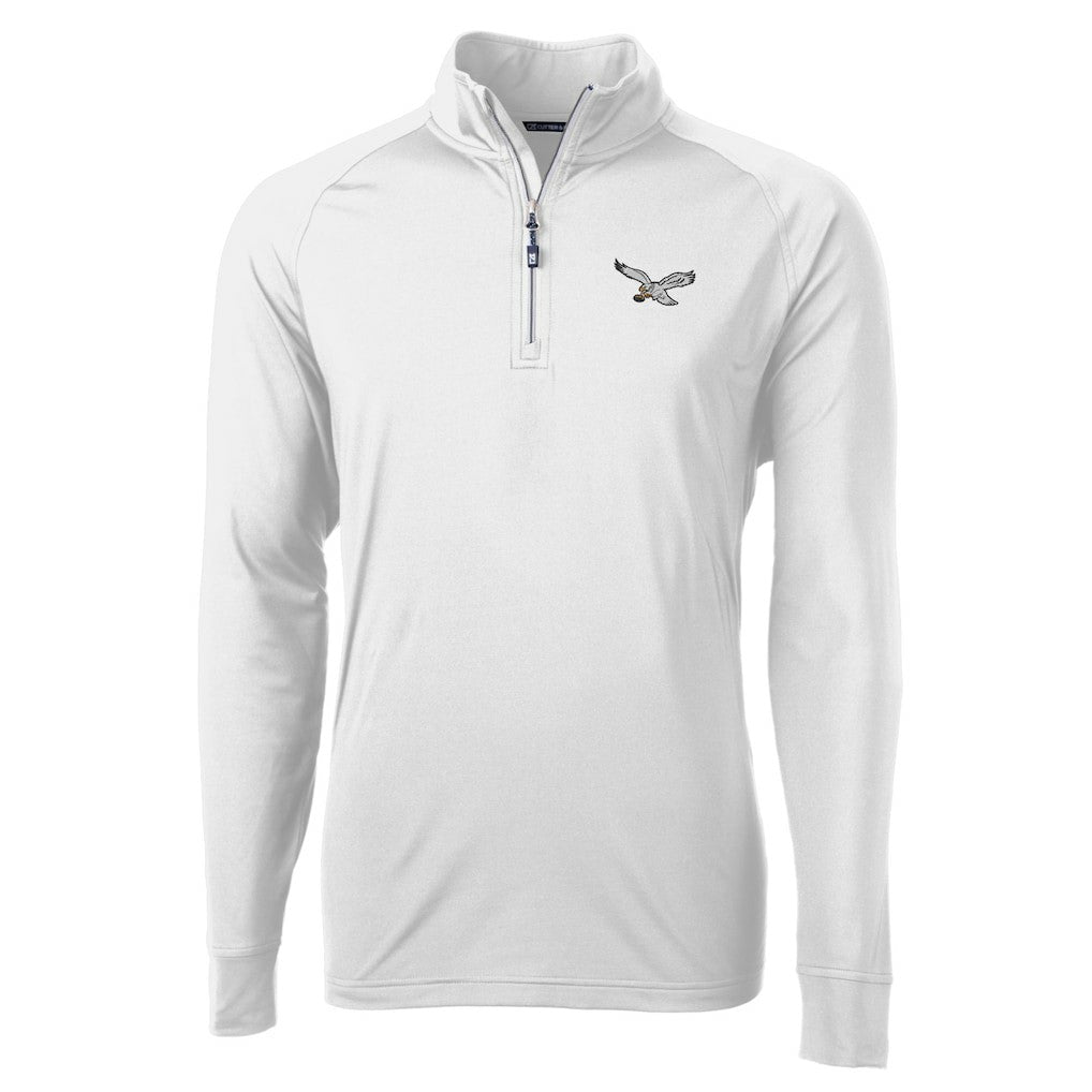 Philadelphia Eagles Cutter & Buck Eco Knit Stretch Recycled Quarter-Zip Pullover White
