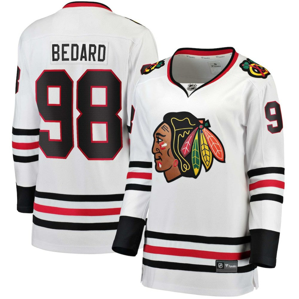 Connor Bedard Chicago Blackhawks Fanatics Women's Away Breakaway Jersey - White - NHL 200398905