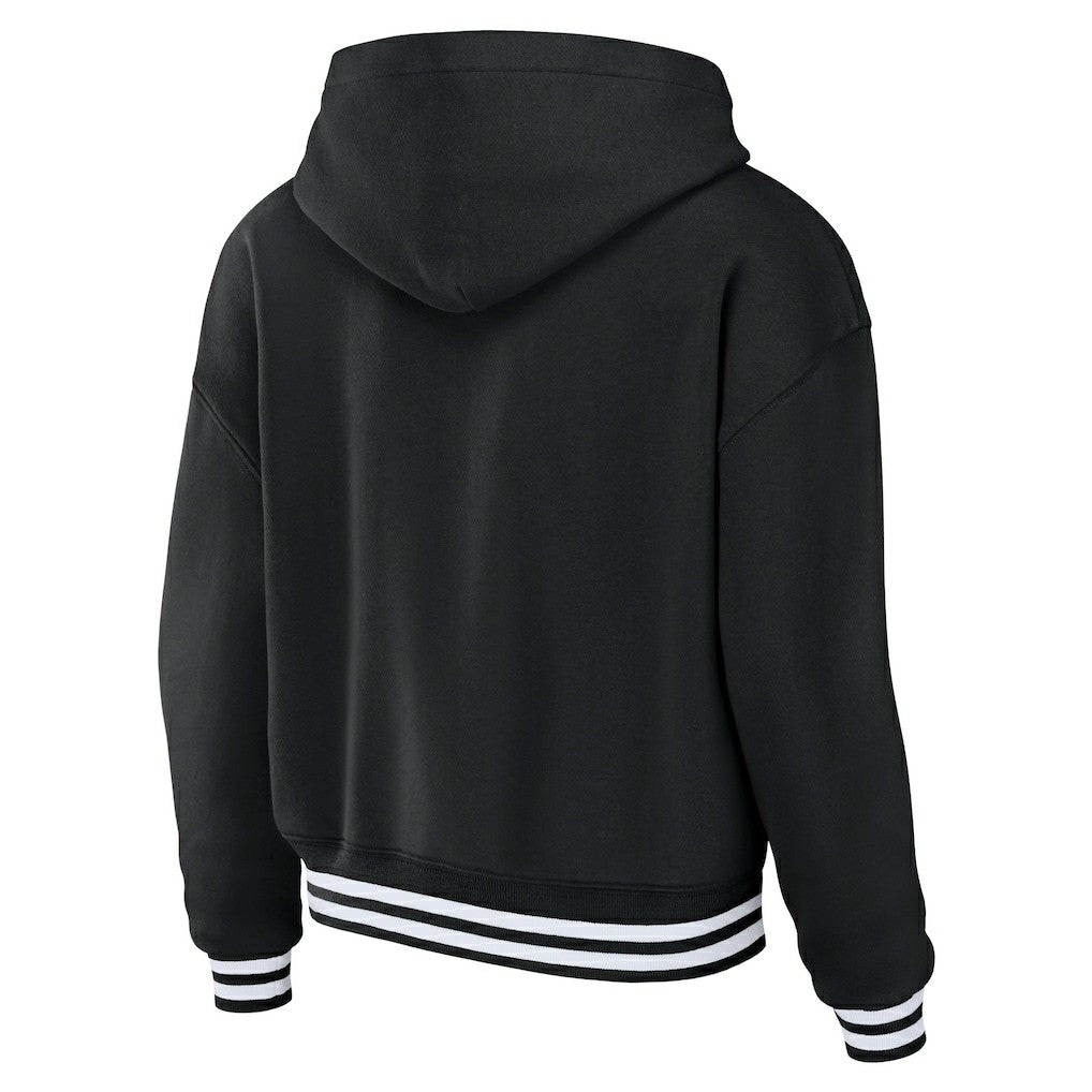 Las Vegas Raiders WEAR by Erin Andrews Women's Lace-Up Pullover Hoodie Black