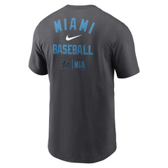 Miami Marlins Nike Logo Sketch Bar T-Shirt - Charcoal - Nike Lifestyle