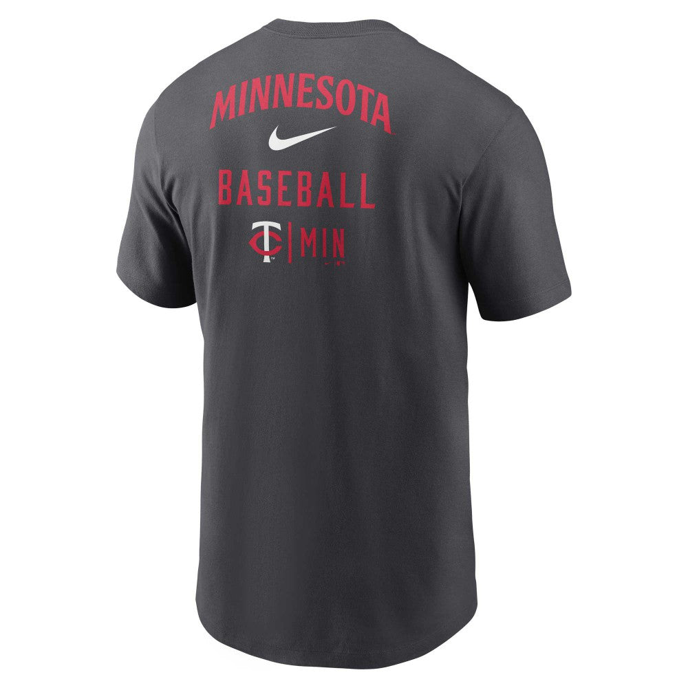 Minnesota Twins Nike Logo Sketch Bar T-Shirt - Charcoal - Nike Online