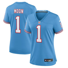 Nike Warren Moon Tennessee Titans Women's Oilers Throwback Retired Player Game Jersey Light Blue
