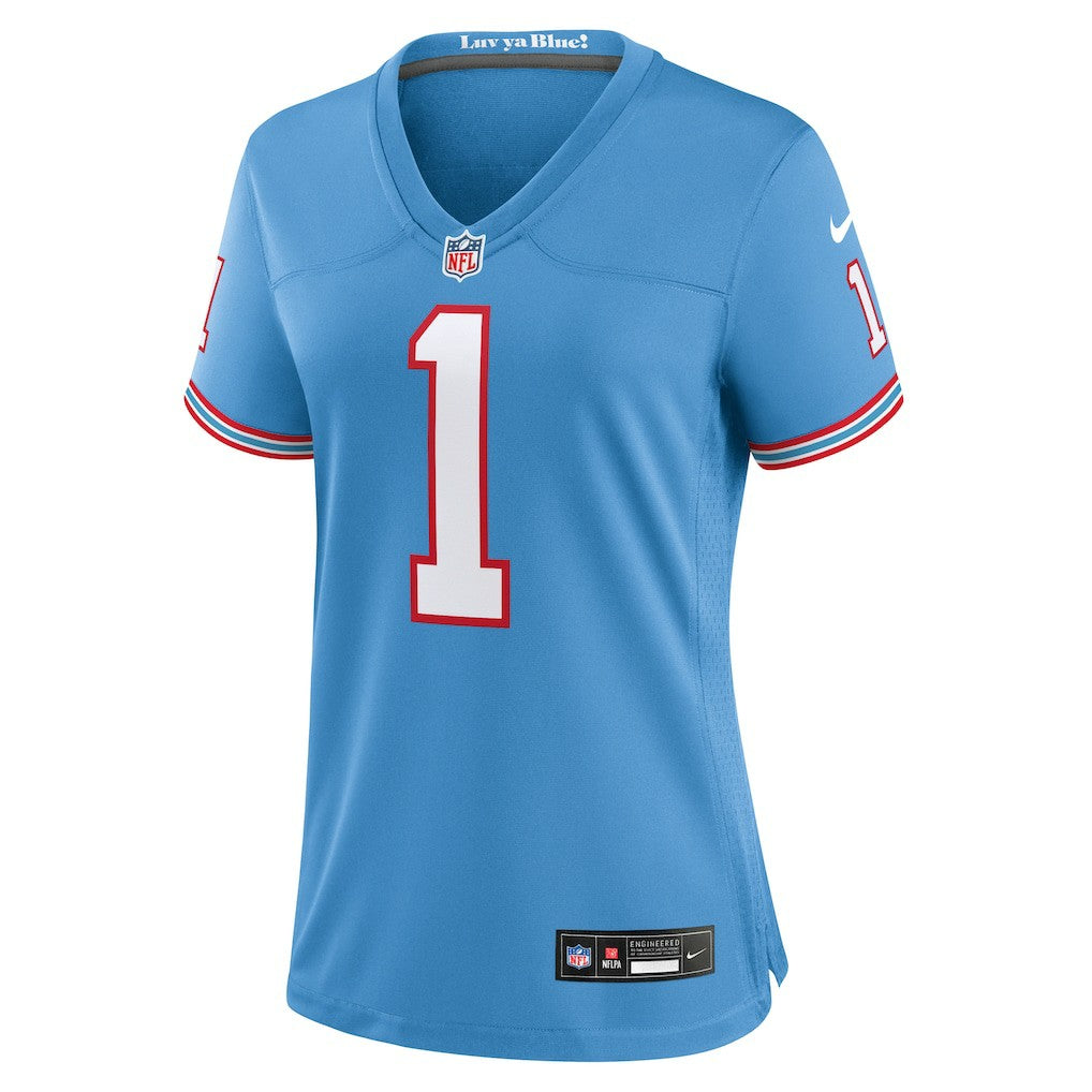 Nike Warren Moon Tennessee Titans Women's Oilers Throwback Retired Player Game Jersey Light Blue