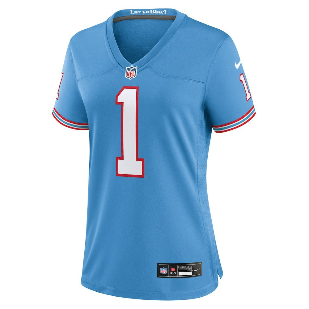 Nike Warren Moon Tennessee Titans Women's Oilers Throwback Retired Player Game Jersey Light Blue