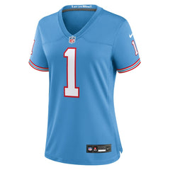 Nike Warren Moon Tennessee Titans Women's Oilers Throwback Retired Player Game Jersey Light Blue