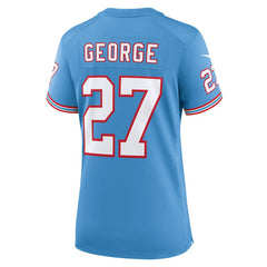 Nike Eddie George Tennessee Titans Women's Oilers Throwback Retired Player Game Jersey Light Blue