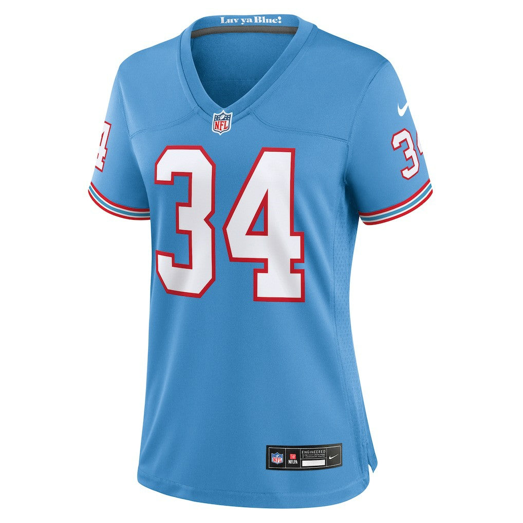 Nike Earl Campbell Tennessee Titans Women's Oilers Throwback Retired Player Game Jersey Light Blue