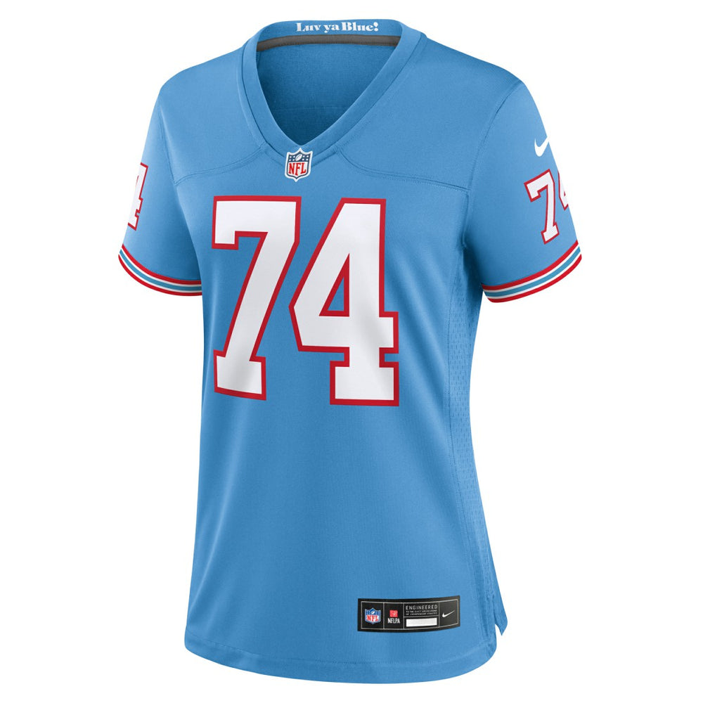 Nike Bruce Matthews Tennessee Titans Women's Oilers Throwback Retired Player Game Jersey Light Blue