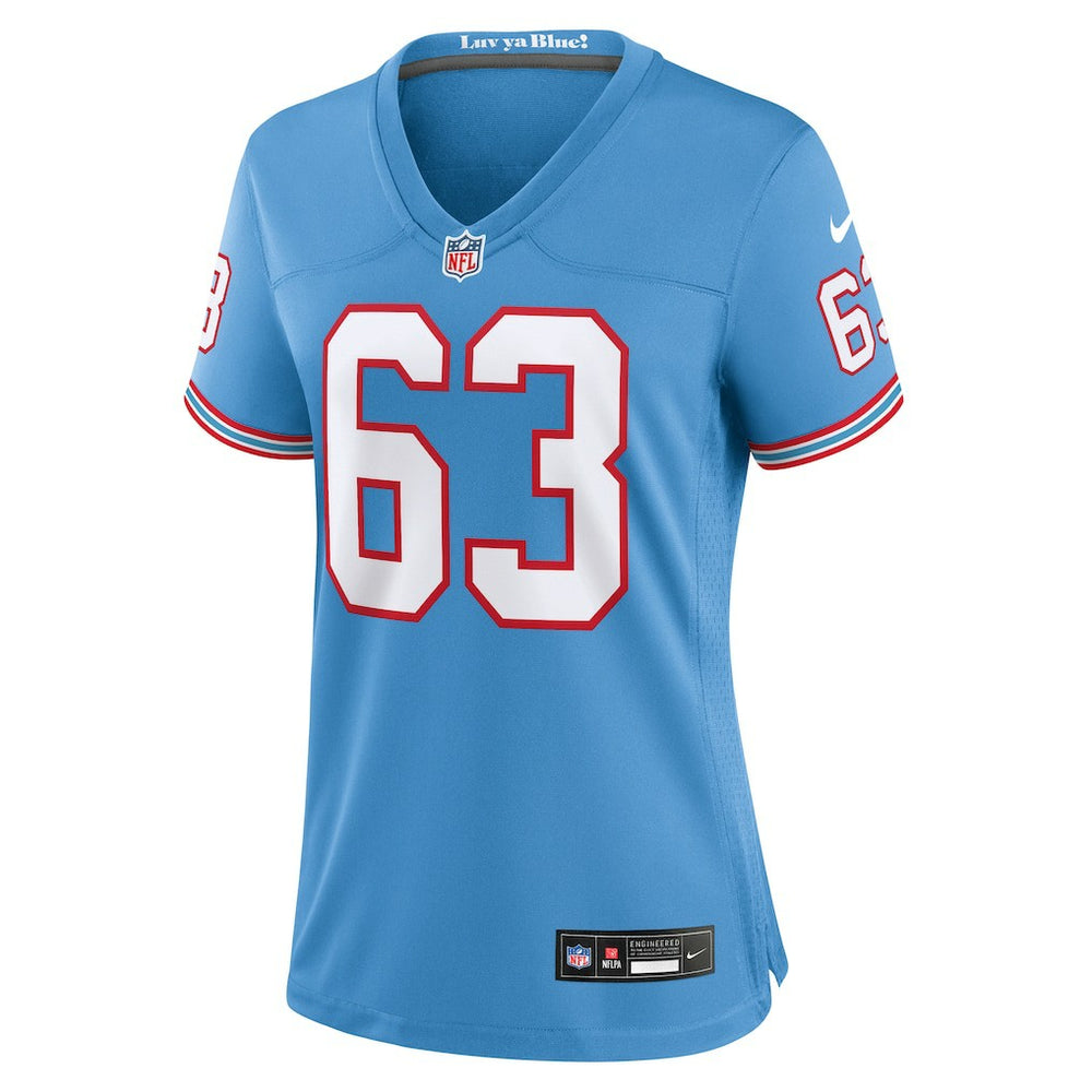 Nike Mike Munchak Tennessee Titans Women's Oilers Throwback Retired Player Game Jersey Light Blue