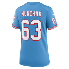 Nike Mike Munchak Tennessee Titans Women's Oilers Throwback Retired Player Game Jersey Light Blue