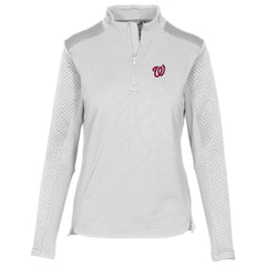 Washington Nationals Levelwear Women's Daybreak Insignia 2.0 Quarter-Zip Pullover Top - White - MLB on Sale