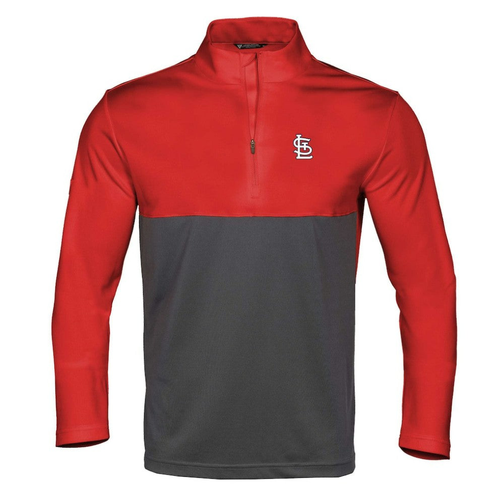 St. Louis Cardinals Levelwear Pursue Insignia 2.0 Quarter-Zip Pullover Top - Red/Charcoal - MLB Lifestyle