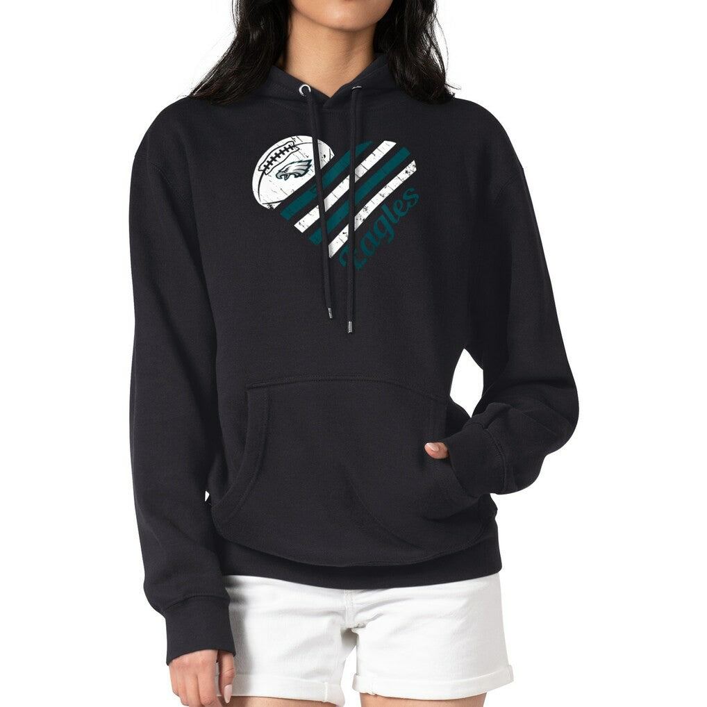 Philadelphia Eagles G-III 4Her by Carl Banks Women's Heart Graphic Fleece Pullover Hoodie Black