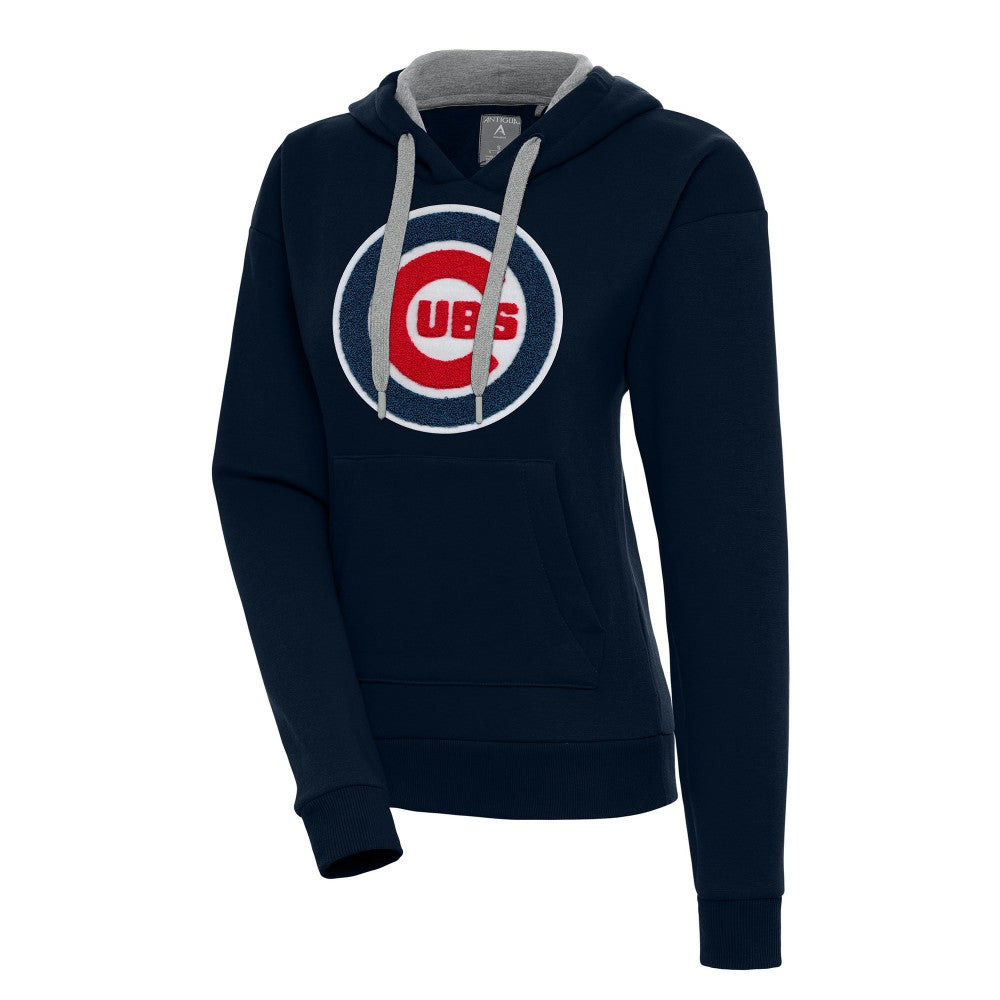Chicago Cubs Antigua Women's Victory Pullover Hoodie - Navy - MLB Lifestyle