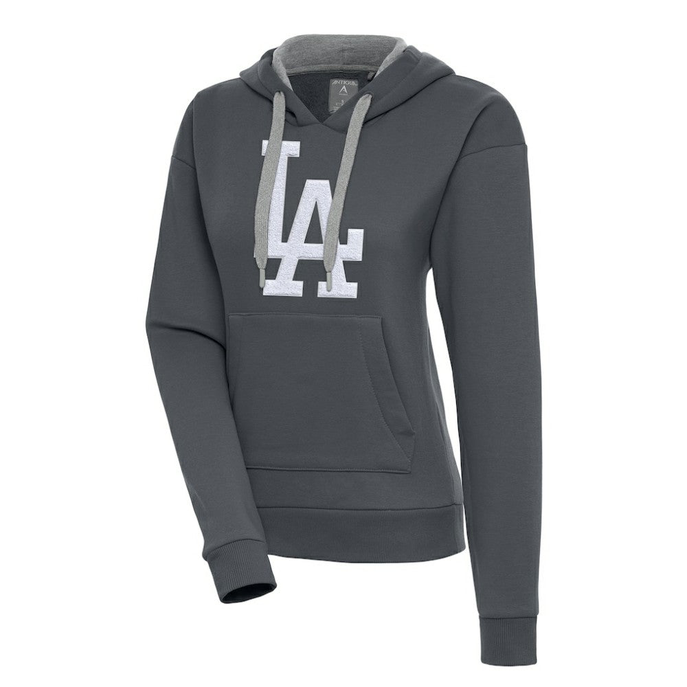 Los Angeles Dodgers Antigua Women's Victory Pullover Hoodie - Charcoal - MLB Lifestyle