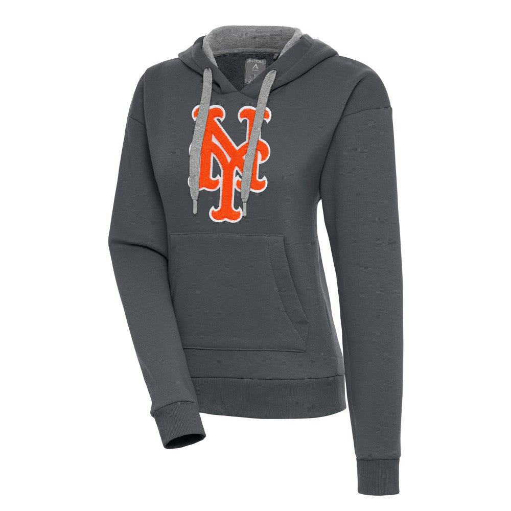 New York Mets Antigua Women's Victory Pullover Hoodie - Charcoal - MLB Discount