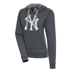 New York Yankees Antigua Women's Victory Pullover Hoodie - Charcoal - MLB Lifestyle