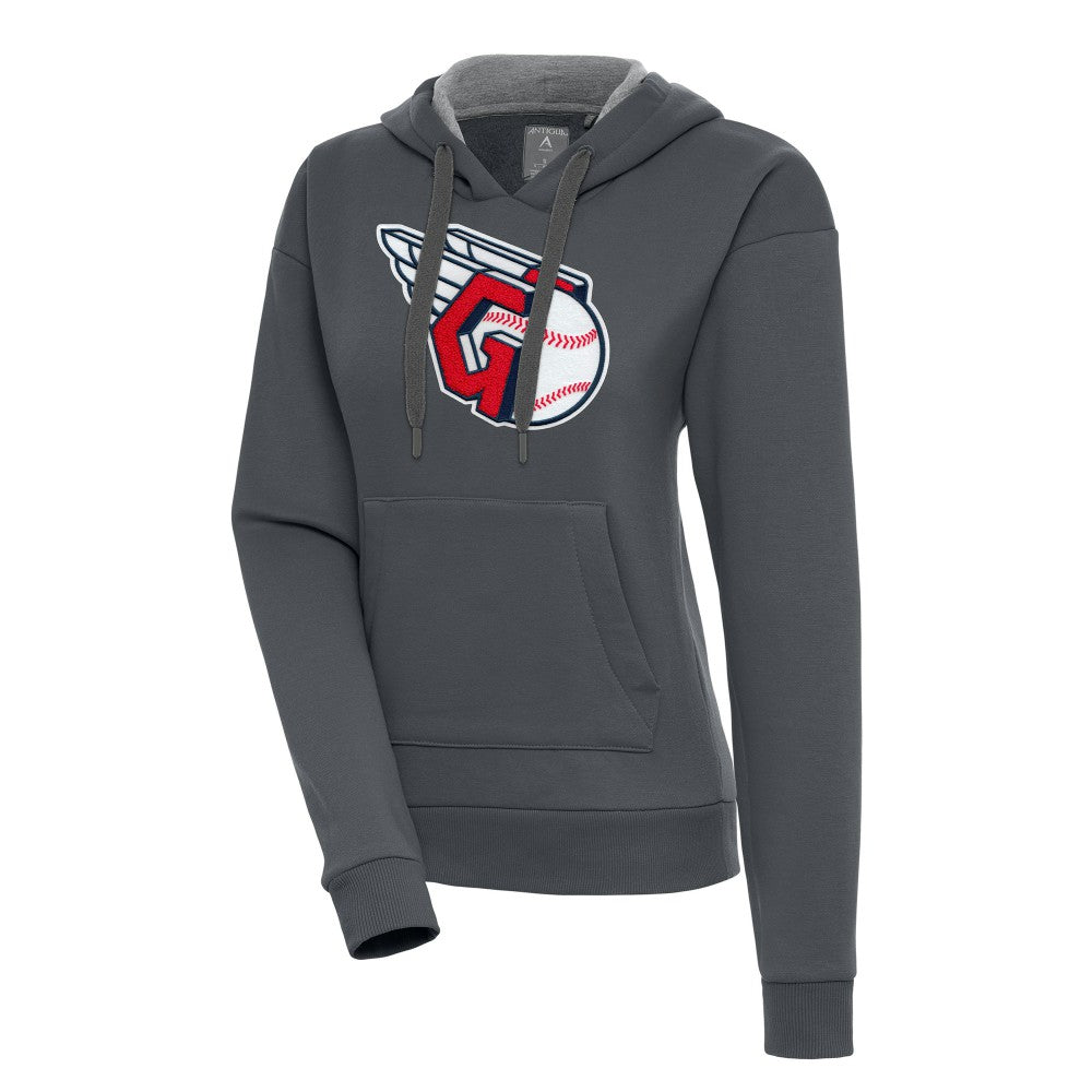 Cleveland Guardians Antigua Women's Victory Pullover Hoodie - Charcoal - MLB Lifestyle