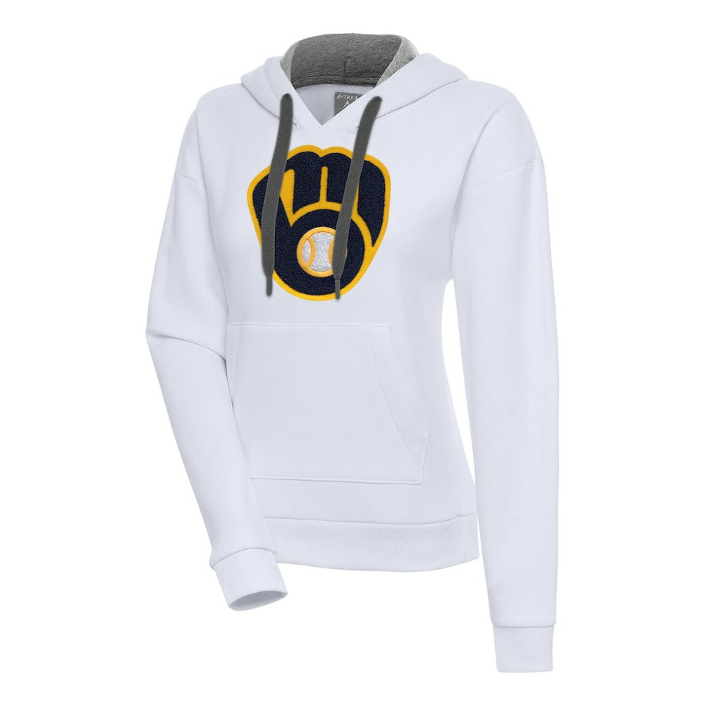 Milwaukee Brewers Antigua Women's Victory Pullover Hoodie - White - MLB Lifestyle