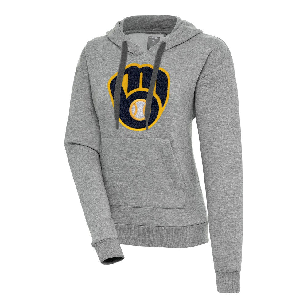 Milwaukee Brewers Antigua Women's Victory Pullover Hoodie - Heather Gray - MLB on Sale