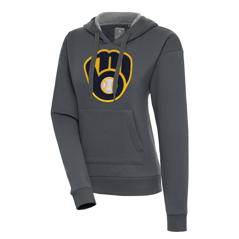 Milwaukee Brewers Antigua Women's Victory Pullover Hoodie - Charcoal - MLB Sale