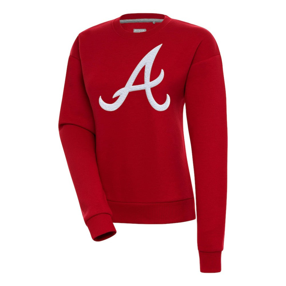Atlanta Braves Antigua Women's Victory Chenille Pullover Sweatshirt - Red - MLB Lifestyle