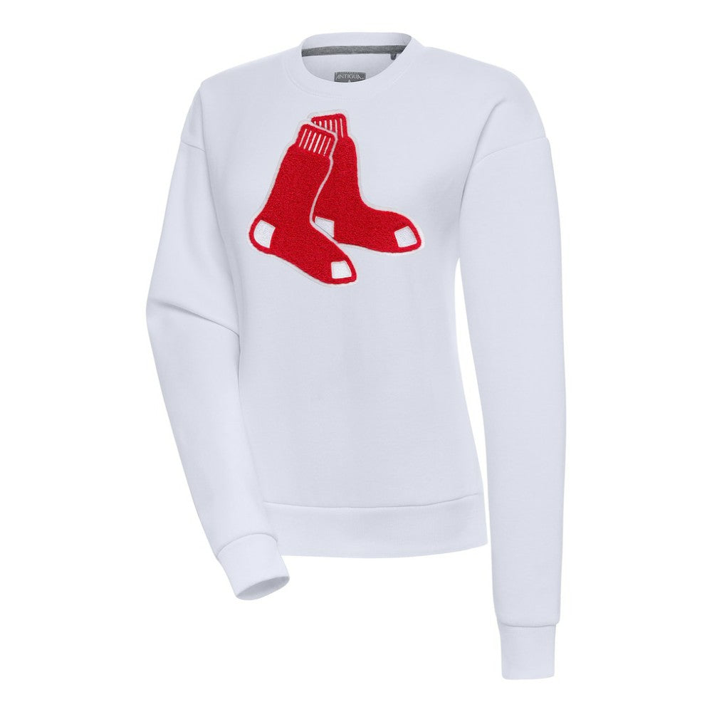 Boston Red Sox Antigua Women's Victory Chenille Pullover Sweatshirt - White - MLB Lifestyle
