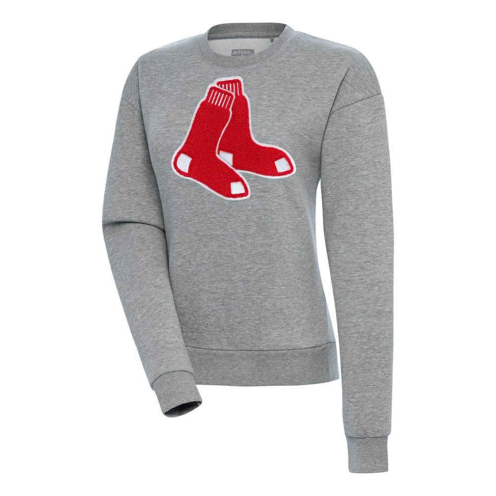 Boston Red Sox Antigua Women's Victory Chenille Pullover Sweatshirt - Heather Gray - MLB Discount