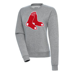 Boston Red Sox Antigua Women's Victory Chenille Pullover Sweatshirt - Heather Gray - MLB Discount