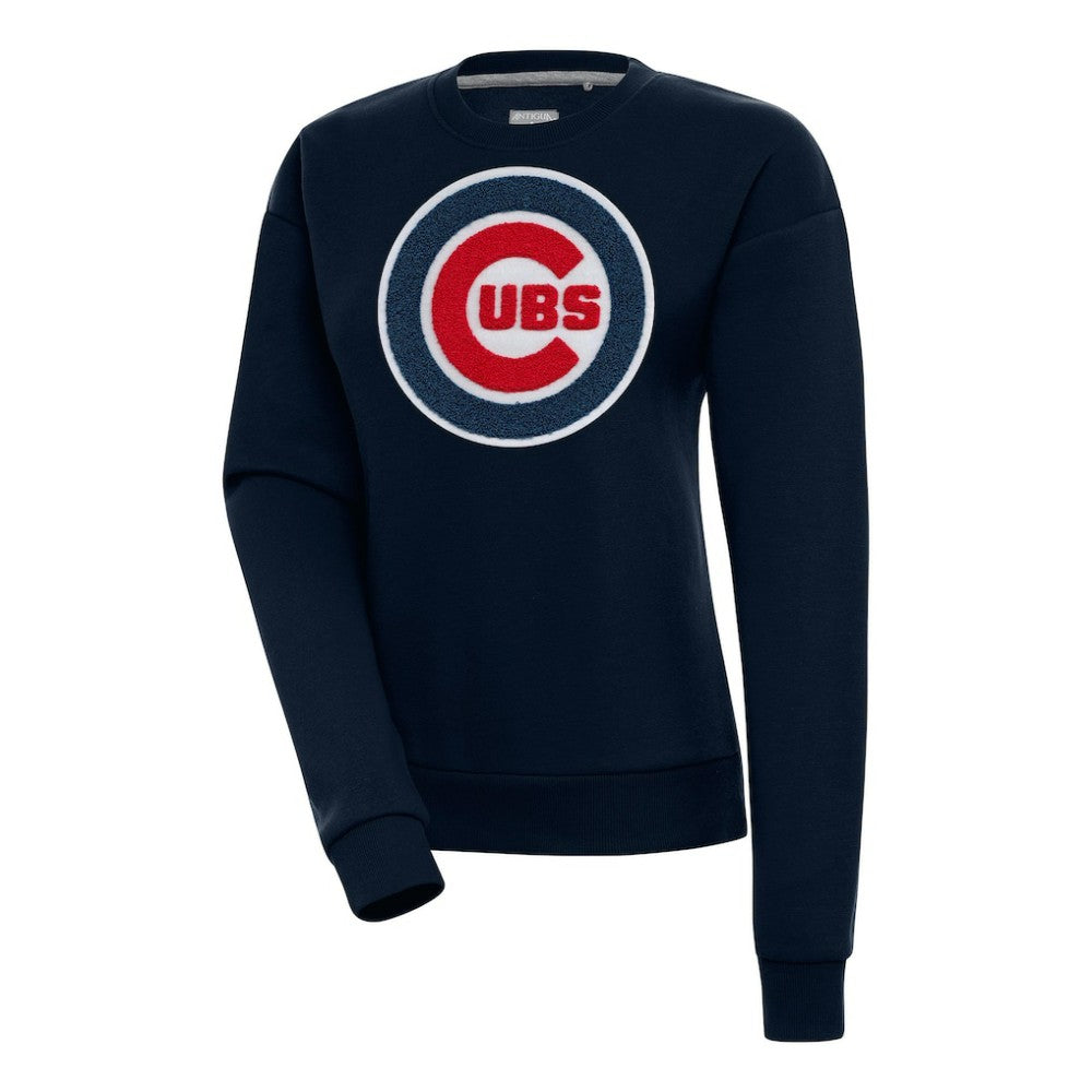 Chicago Cubs Antigua Women's Victory Chenille Pullover Sweatshirt - Navy - MLB Sale