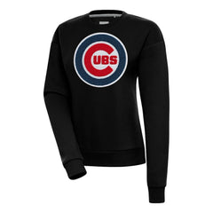 Chicago Cubs Antigua Women's Victory Chenille Pullover Sweatshirt - Black - MLB Discount