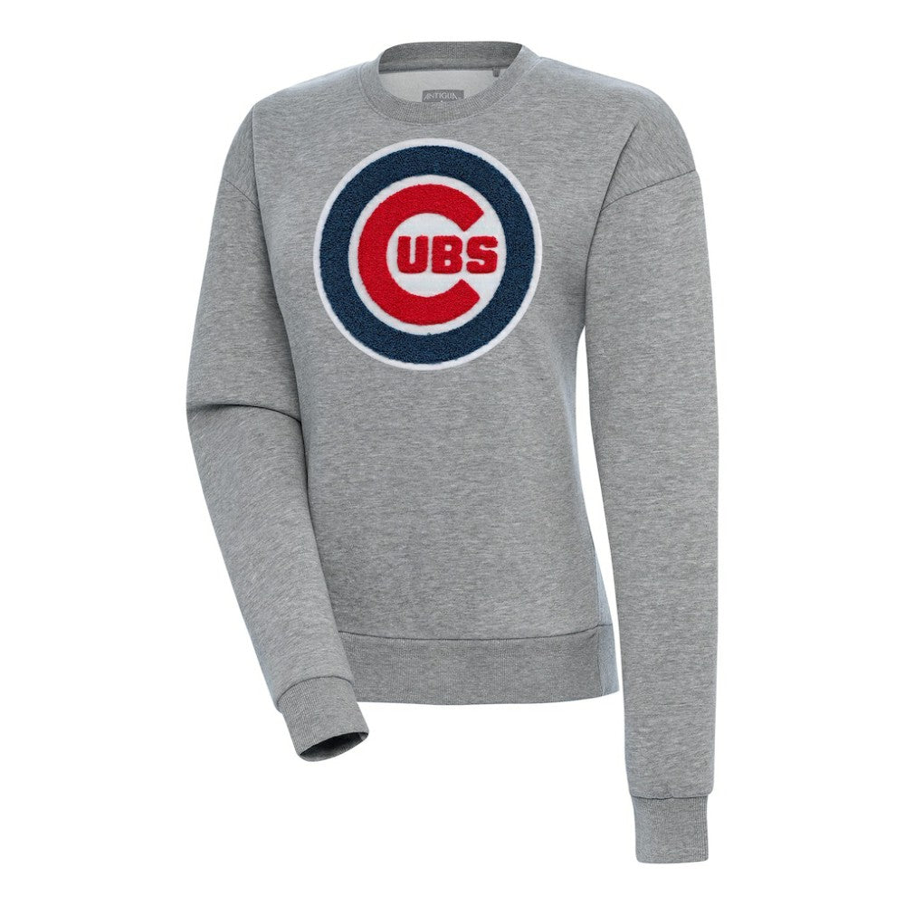 Chicago Cubs Antigua Women's Victory Chenille Pullover Sweatshirt - Heather Gray - MLB Online