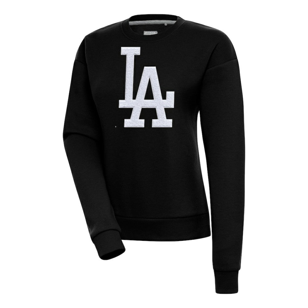 Los Angeles Dodgers Antigua Women's Victory Chenille Pullover Sweatshirt - Black - MLB Discount