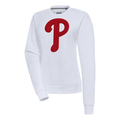 Philadelphia Phillies Antigua Women's Victory Chenille Pullover Sweatshirt - White - MLB on Sale