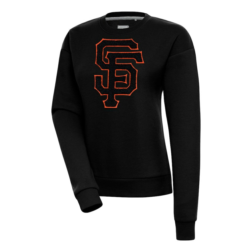 San Francisco Giants Antigua Women's Victory Chenille Pullover Sweatshirt - Black - MLB Discount