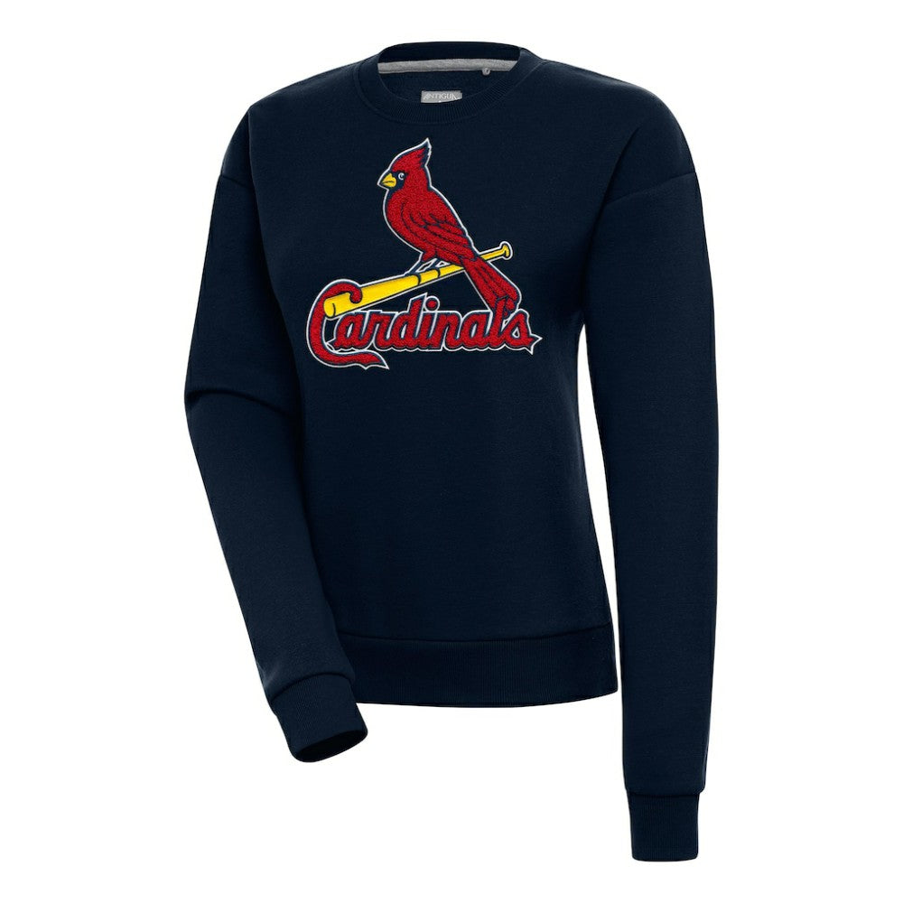 St. Louis Cardinals Antigua Women's Victory Chenille Pullover Sweatshirt - Navy - MLB Lifestyle