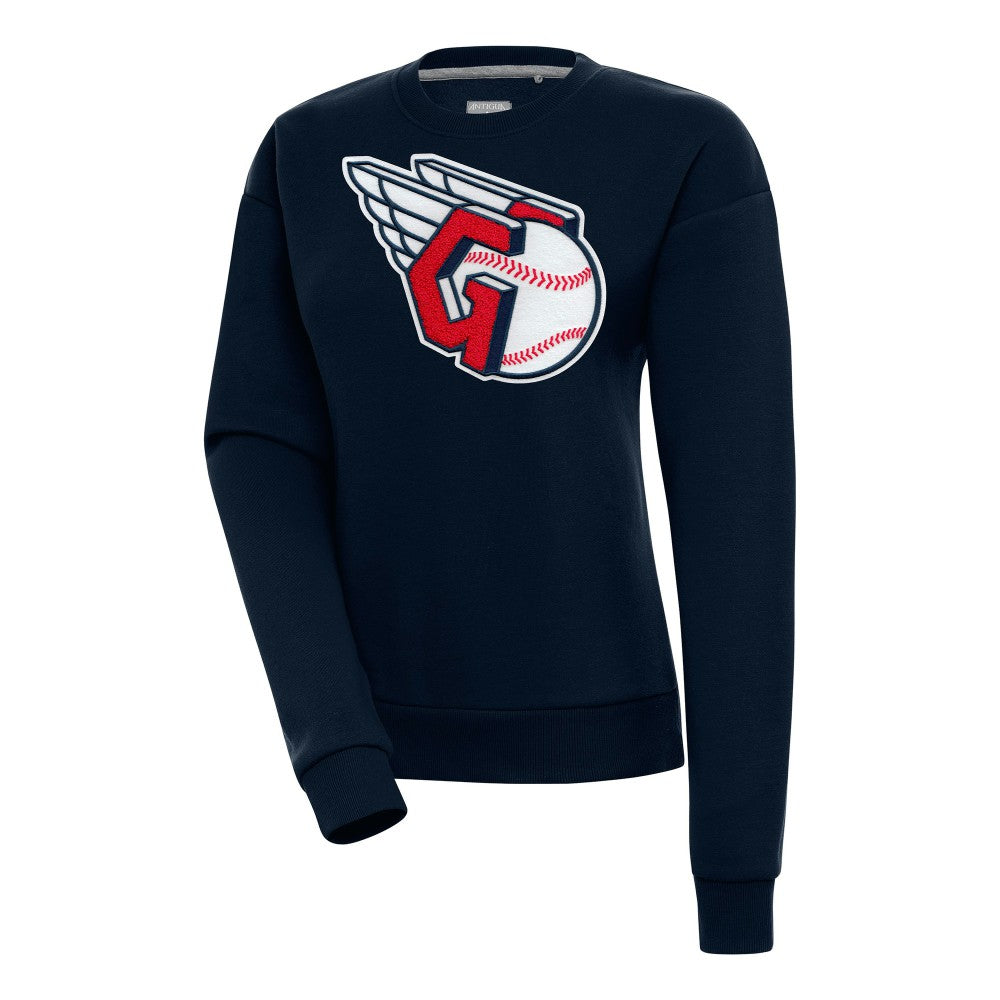 Cleveland Guardians Antigua Women's Victory Chenille Pullover Sweatshirt - Navy - MLB Discount