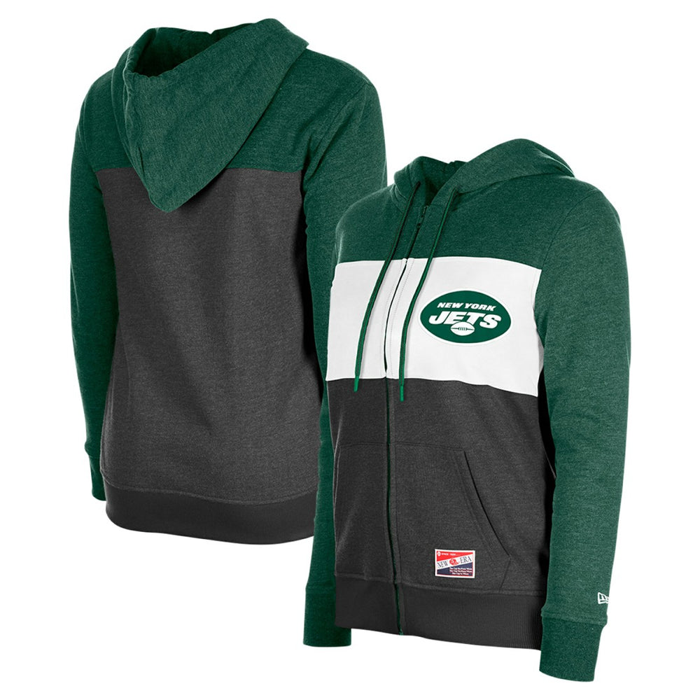 New York Jets New Era Women's Color-Block Full-Zip Hoodie Green