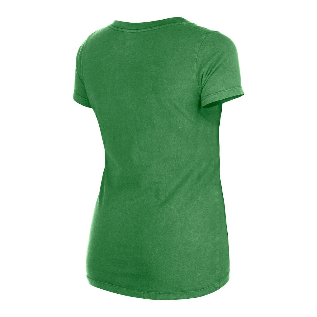 Philadelphia Eagles New Era Women's Enzyme Wash Low V-Neck T-Shirt Green