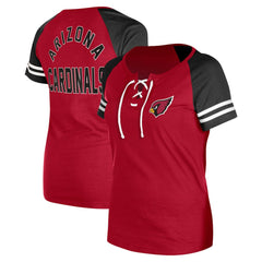 Arizona Cardinals New Era Women's Lace-Up Raglan T-Shirt Cardinal