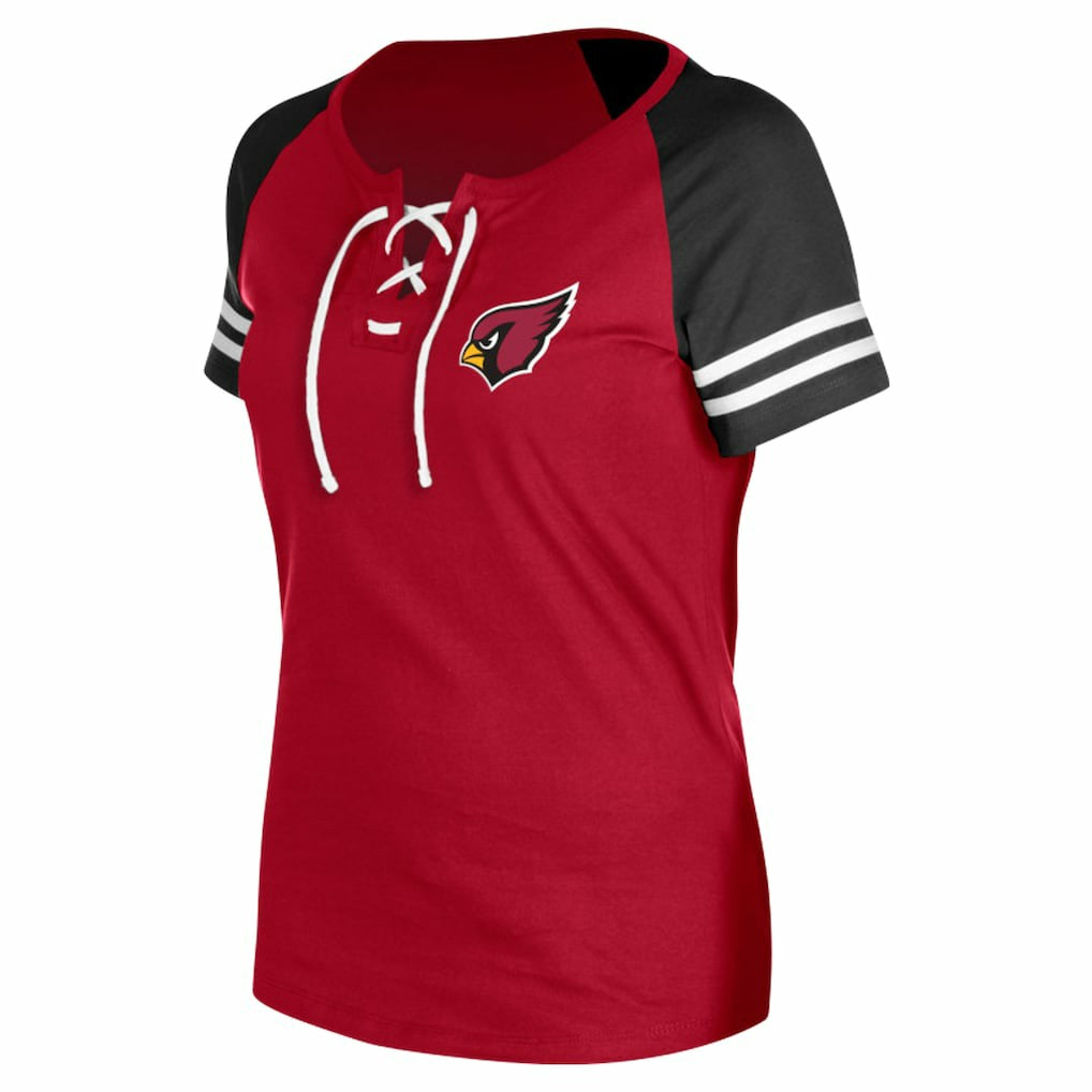 Arizona Cardinals New Era Women's Lace-Up Raglan T-Shirt Cardinal
