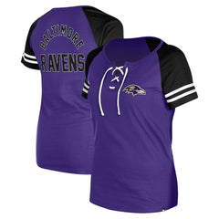 Baltimore Ravens New Era Women's Lace-Up Raglan T-Shirt Purple