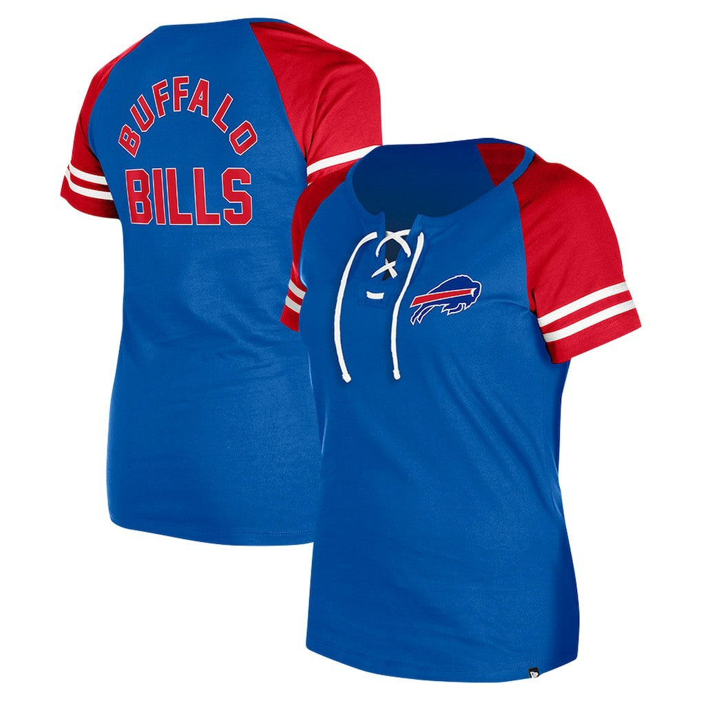 Buffalo Bills New Era Women's Lace-Up Raglan T-Shirt Royal