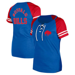 Buffalo Bills New Era Women's Throwback Lace-Up Raglan T-Shirt Royal