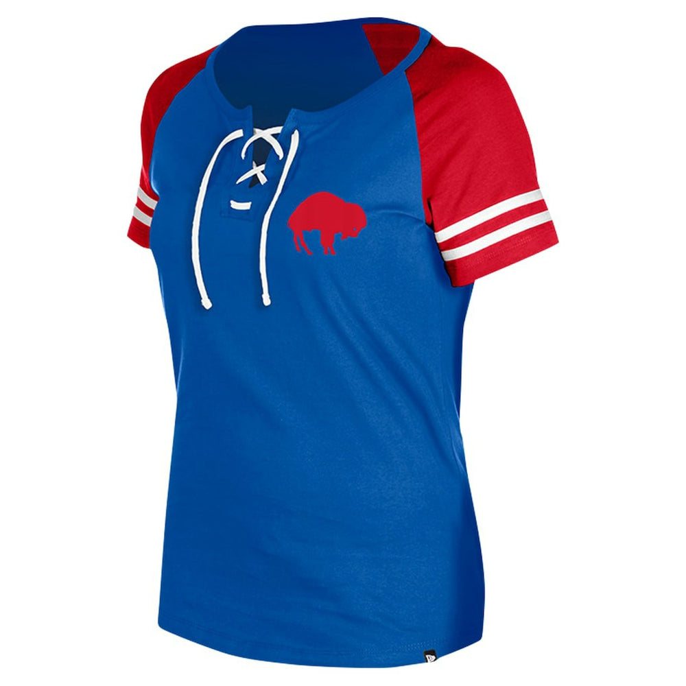 Buffalo Bills New Era Women's Throwback Lace-Up Raglan T-Shirt Royal